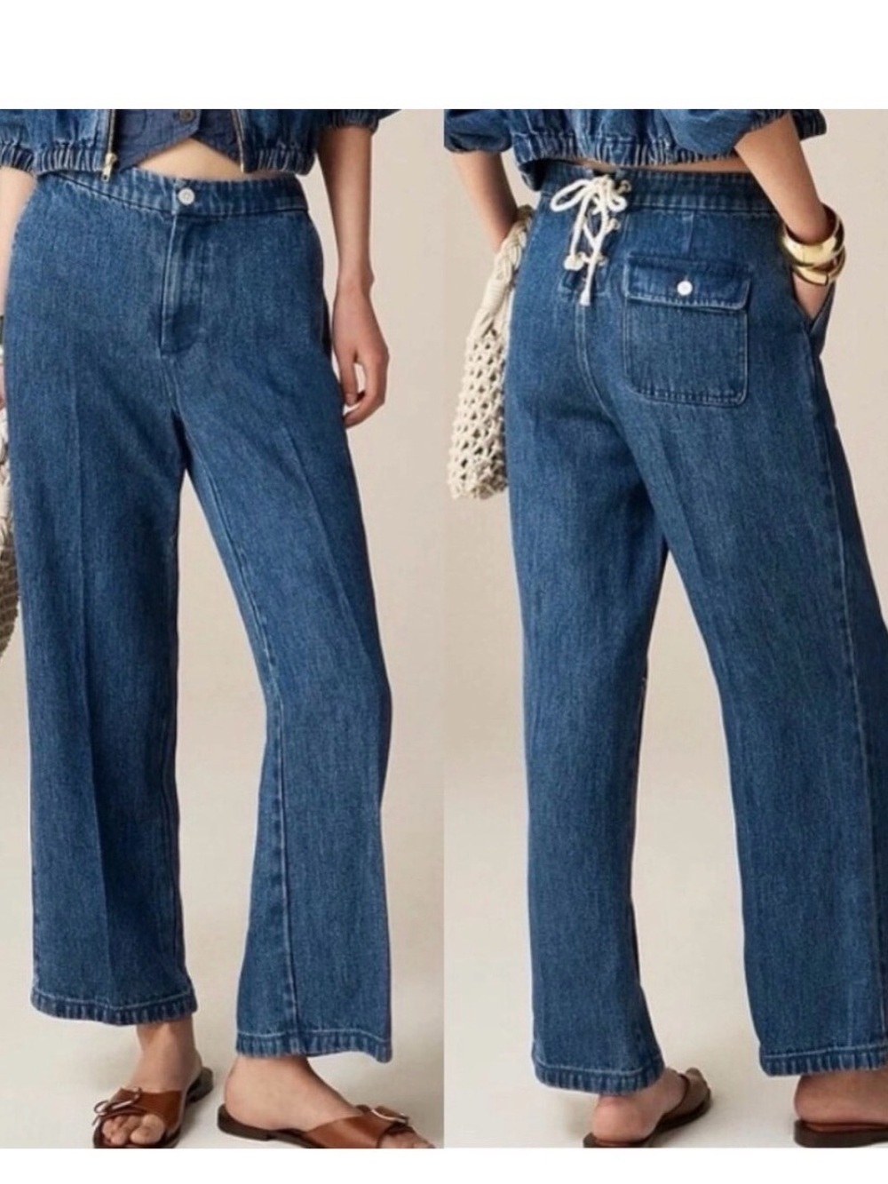J.Crew Lace Up Drapey Wide Leg Jeans Size 31